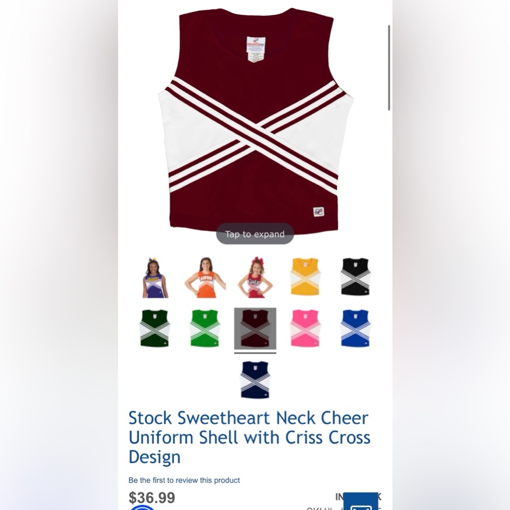 CHEER UNIFORM 🎀🏈🏀 Maroon and White. NWOT in original box.